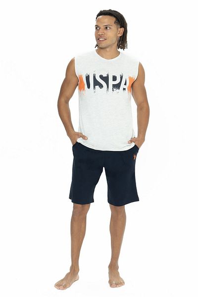 U.S. Polo Assn. Πόλο Ασν. Ανδρικό αμάνικο σετ πιτζάμες ποδηλάτου 18885 με σορτς με λαιμόκοψη