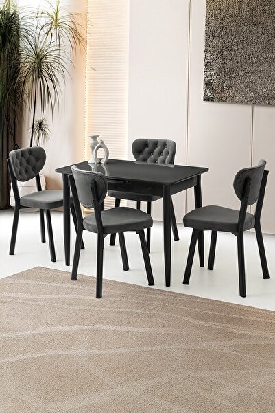 Sweet Home Masa Sandalye Mini 60 x 100 Milano Koyu Gri Mdf Ortadan Açılır Mas...