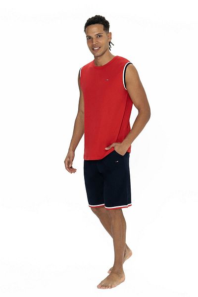 U.S. Polo Assn. U.S. Polo Assn. 18872 Men's Sleeveless Bicycle Collar Shorts Pajama Set-Red