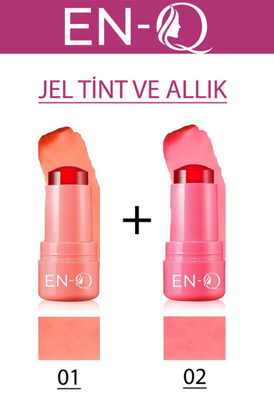ENQ İkili Set JEL Lip To Cheek Tint Ruj Ve Allık 01 ve 02