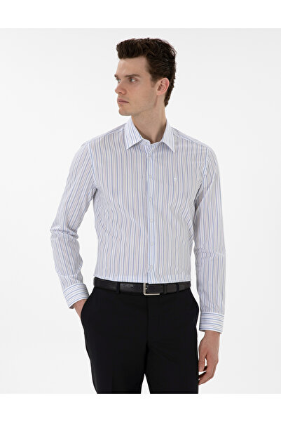 Pierre Cardin Μπλε Ριγέ εφαρμοστό Μακρυμάνικο πουκάμισο 50304538-VR036