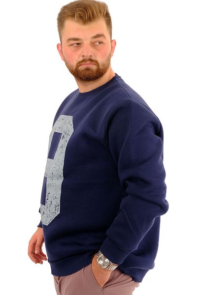 ModeXL Mode XL Ανδρικό φούτερ με 3 νήματα με στάμπα NINE U24528 Indigo