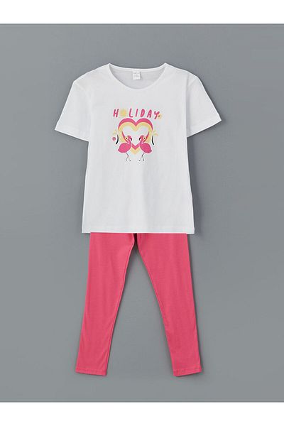 LC Waikiki Printed Girl's T-Shirt and Leggings 2-Pack