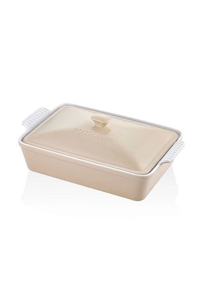 Joy Carmen Lamedore Rossalla - Beige Oven Dish with Large Rectangular Lid 38X23X8.5 cm