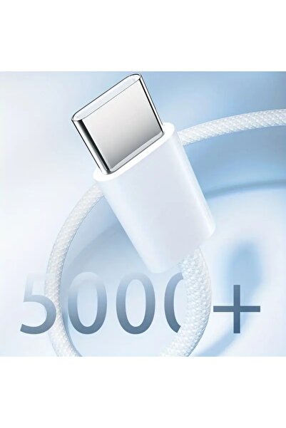 ADAMAN 1 Metre Süper Hızlı Type-C to Type-C Şarj Ve Data Kablosu Örgülü Beyaz