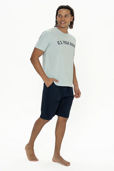 U.S. Polo Assn. Polo Assn. din SUA 18886 Set de pijamale pentru bărbați, cu mâneci scurte, cu decolteu, cu pantaloni scurți-Mint