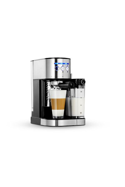 ALSAIF Electric Coffee Maker Espresso, Cappuccino, And Latte With Milk, 1.2l 1470w Black/silver