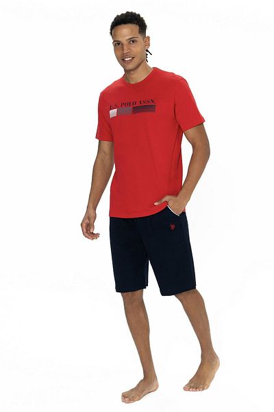 U.S. Polo Assn. U.S Polo Assn Men's Short Sleeve Bicycle Pajamas Kit Red