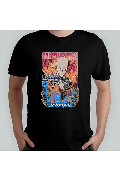 Pixxa Μπλουζάκι από 100% βαμβάκι One Punch Man Unisex Crew Neck Model 5