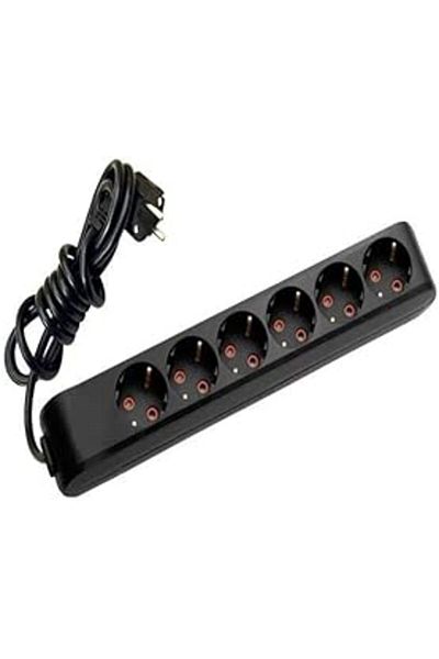 Hepta Collection Difa Pack Multi-Let 6-Piece Grounded Wired Cable 5Mt Black Socket