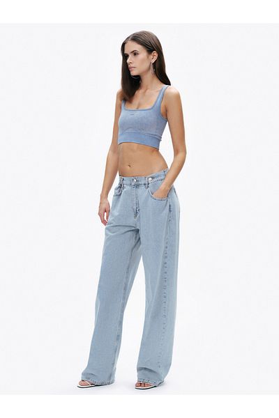 Nocturne Crop Top cu nervuri
