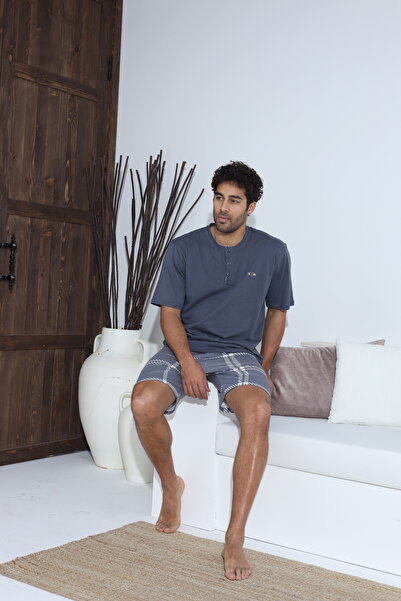 CALİA Ανδρικό κοντομάνικο σορτς χτενισμένο βαμβακερό μονό ζέρσεϊ σετ πιτζάμα