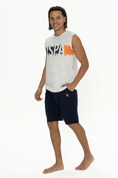 U.S. Polo Assn. Πόλο Ασν. Ανδρικό αμάνικο σετ πιτζάμες ποδηλάτου 18885 με σορτς με λαιμόκοψη