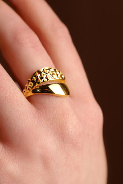 GÜLENLER ALTIN 22 Ayar Altın Kalemli Hint İşi Yüzük