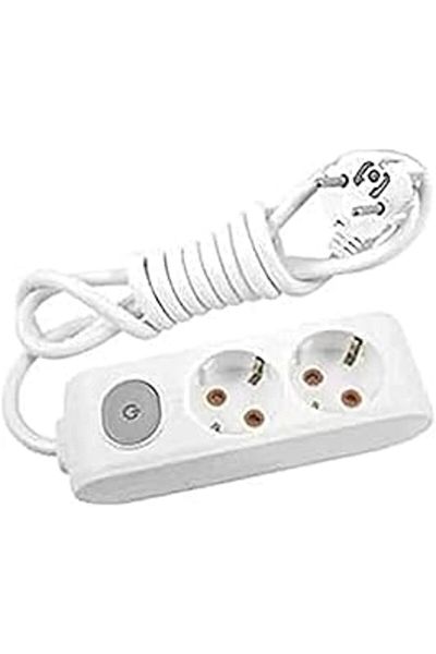 STOREMAX Multi-Let 2-Piece Switch-Grounded Cable Ç.K 2m Plug Socket