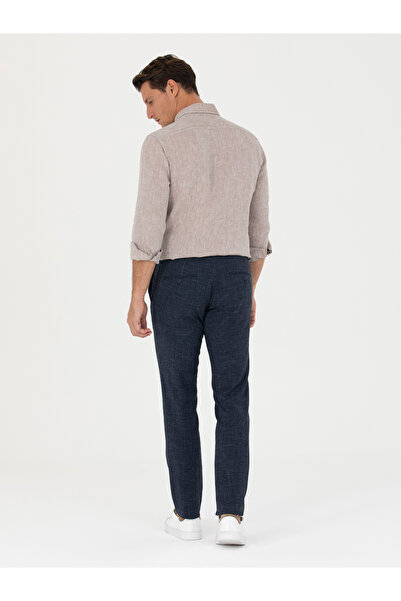 Cacharel Lacivert Slim Fit Keten Karışımlı Pantolon 50265205-VR033