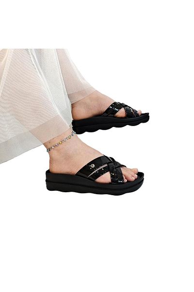 Pierre Cardin 7485 Black Patent Leather Slippers