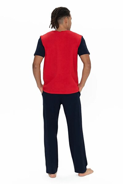 U.S. Polo Assn. U.s Polo Assn. 18898 Erkek Kısa Kollu Bisiklet Yaka Pijama Takımı-Kırmızı