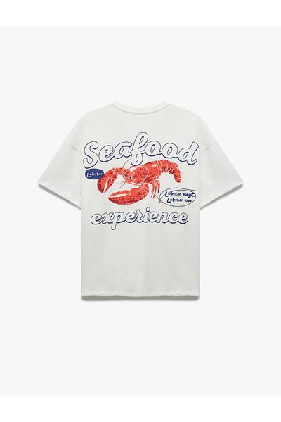 Koton Short Sleeve Relaxed Fit Cotton Crew Neck Back Printed T-Shirt