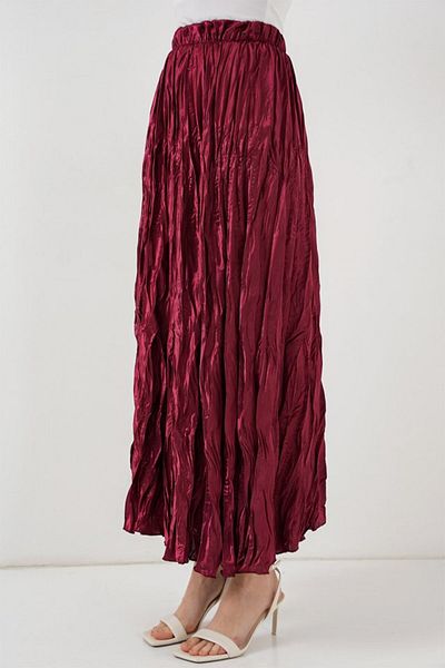 TUA MODA Tua Moda Long Crinkle Skirt 8034 - Burgundy