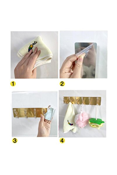 jetfast 2 Pieces Gold One Piece Self Adhesive Hanger with 6 Hooks