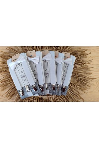 Monkabox Λευκό Σετ Ζαρτιέρες-Παπιγιόν 5 τμχ για Παιδιά 2-10 ετών
