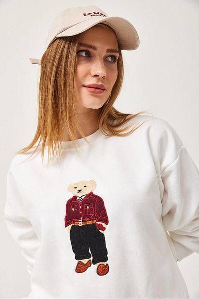 CALİENTE Φούτερ Oversize Κεντημένο Λευκό
