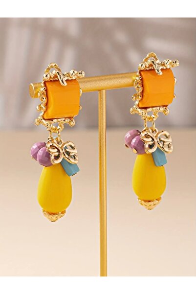 Accessories Vanilla Avenue Altın Sarısı Renkli Vintage Zarif Vintage Reçine S...