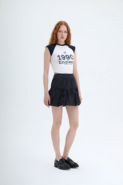 Quzu Black Mini Balloon Skirt - Tie-Up