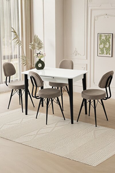 Sweet Home Masa Sandalye Mini 60 x 100 Milano Mdf Ortadan Açılır Masa 4 Adet ...