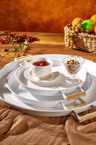 Cornella 3-Piece Metal White Tray (51-37-30) cm