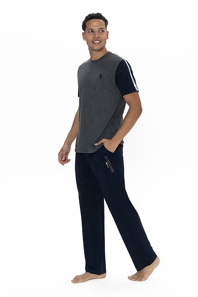 U.S. Polo Assn. U.S. Polo Assn. 18898 Male Short-Sleeve Cycling Collar Pajama Kit-Anthracitemelange