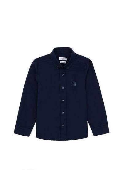 U.S. Polo Assn. قميص أساسي بأكمام طويلة للأولاد باللون الأزرق الداكن 50306584-VR033