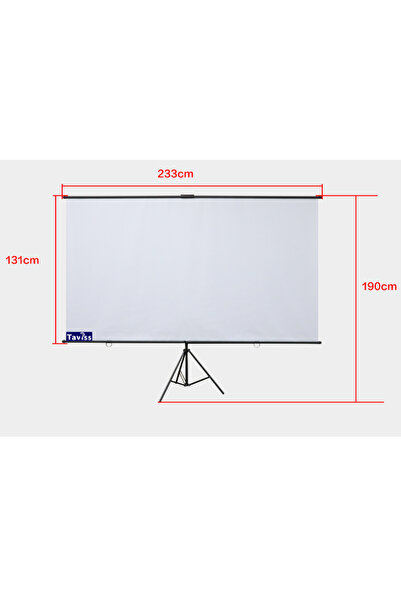Taviss 221x124 CM MAT BEYAZ-SİYAH TRİPOD AYAKLI TAŞINABİLİR VE DUVAR KULLANIMLI PROJEKSİYON PERDESİ