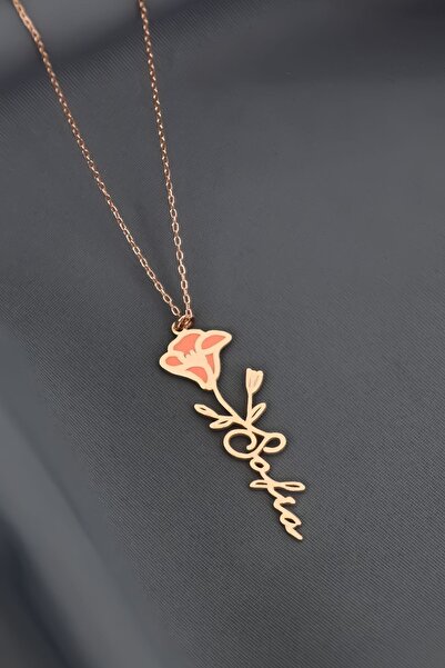 Papatya Silver 925 Ayar Gümüş Rose Kaplama Özel Tasarım Mineli Doğum Eylül Ay...