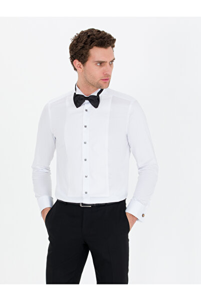 Cacharel White Slim Fit Tuxedo Shirt 50265358-Vr013