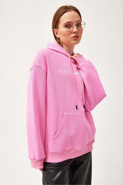 CALİENTE Oversize Hooded Kangaroo Pocket Sweatshirt Pink