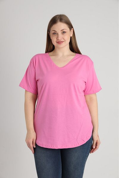 Orly More Slit Cotton Women's V-Neck Plus Size T-Shirt