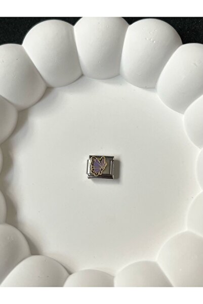 Sepetten Eve Çelik Kelebek Model İtalyan Charm Gümüş Kaplama