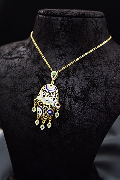 Papatya Silver 925 Ayar Gümüş Gold Kaplama Zirkon Yeşil Taşlı Nazar Gözlü Min...