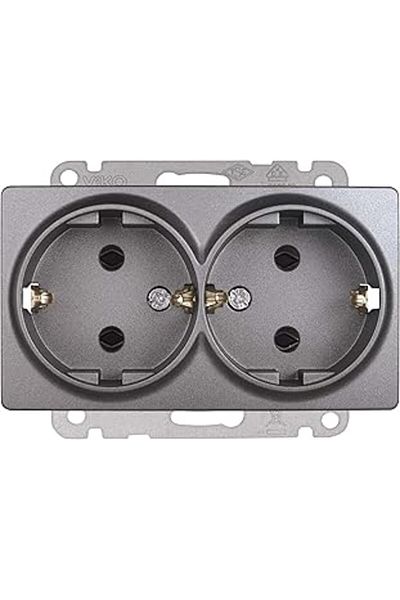 NexGen Linnera Life Granite Gray Double Grounded Socket Mechanism and Cover