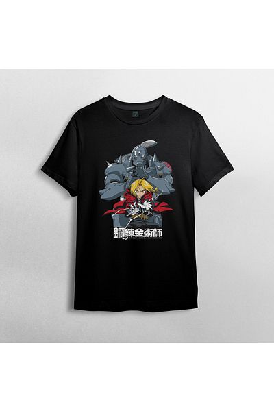 Pixxa Unisex 100% βαμβακερό FullMetal Alchemist Edward Elric T-Shirt με λαιμόκοψη μοντέλο 3