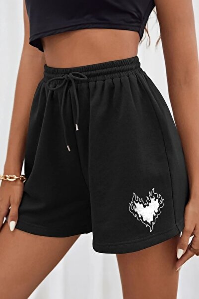 Wish BF Kalp cu imprimeu supradimensionat bumbac 100% 2 Șorturi de vară cu do...