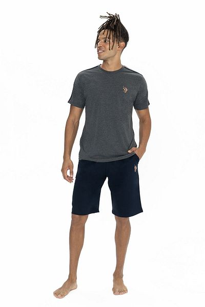 U.S. Polo Assn. Πόλο Ασν. Ανδρικό Σετ Πυτζάμες - Anthracite Melange με κοντομάνικο σορτς με λαιμόκοψη