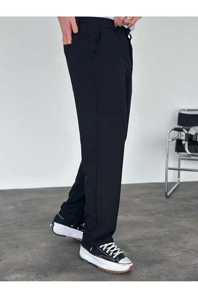 Serhat Özköroğlu Pleated Baggy Black Fabric Trousers