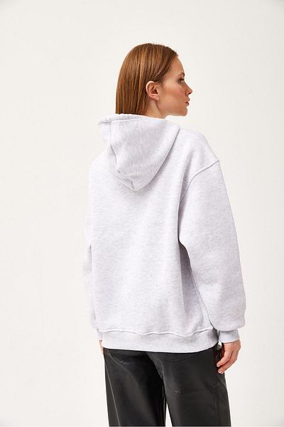 CALİENTE Oversize Hooded Kangaroo Pocket Sweatshirt Gray