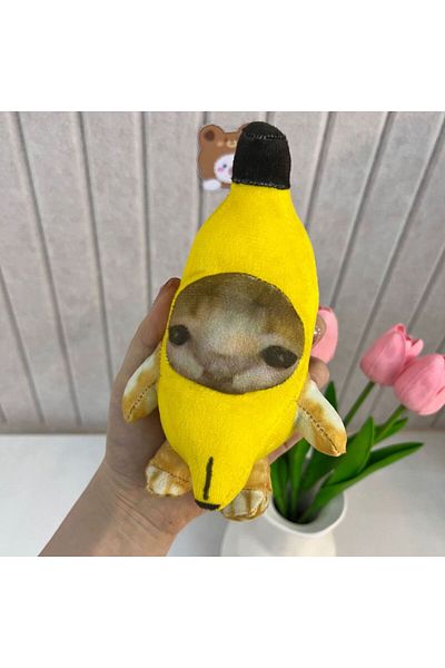 Choice 14CM Cute crying banana cat plush children's pendant, noisy doll, keychain, car bag, fun pendant, co