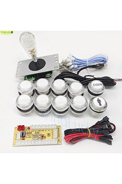 Choice 1 Player-white 2 Player Diy Arcade Game Kit For Pc Raspberry Pi With Led Push Buttons American Style