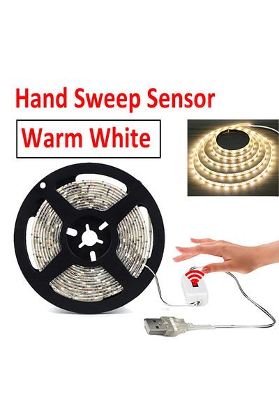 Choice 2m Warm White LED Strip Light Hand Sweep Waving Sensor DC 5V USB 2835 Backlight LED TV Kitchen Under