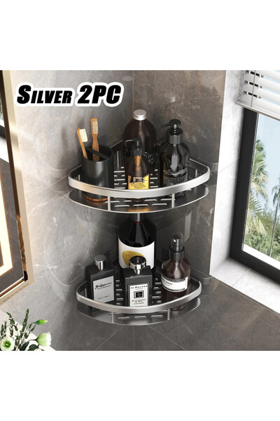 Choice1 Silver-2PCS Bathroom Shelf Aluminum Alloy Shampoo Rack Makeup Storage...